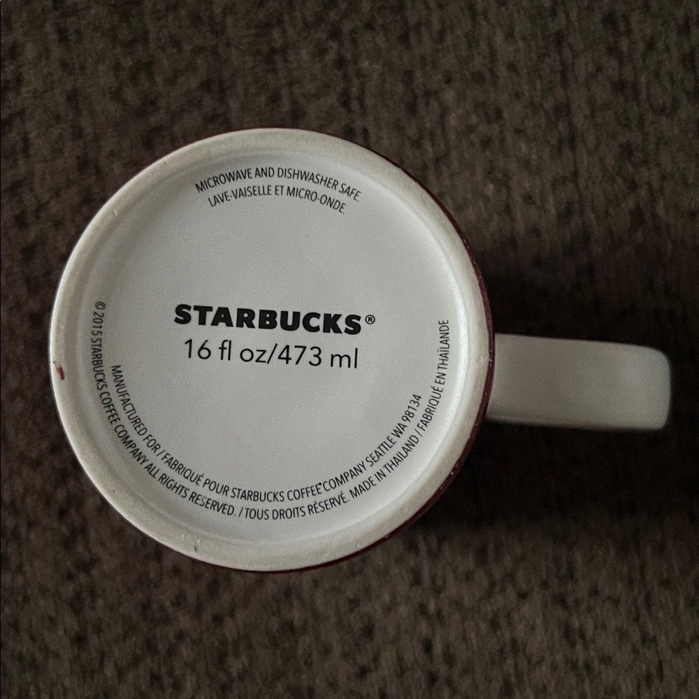 Starbucks 2015 Red Ceramic Coffee Mug 16oz Holiday Cup - Picture 3 of 4